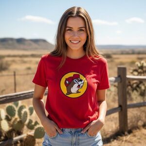 Buc-ee's T-Shirt Unisex Adults Size S I Red Classic Beaver Logo Crew Neck Texas